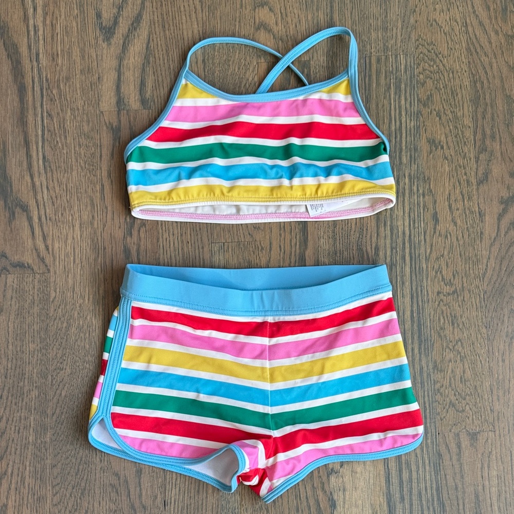 Mini Boden Colorful Striped Kids Swim Set